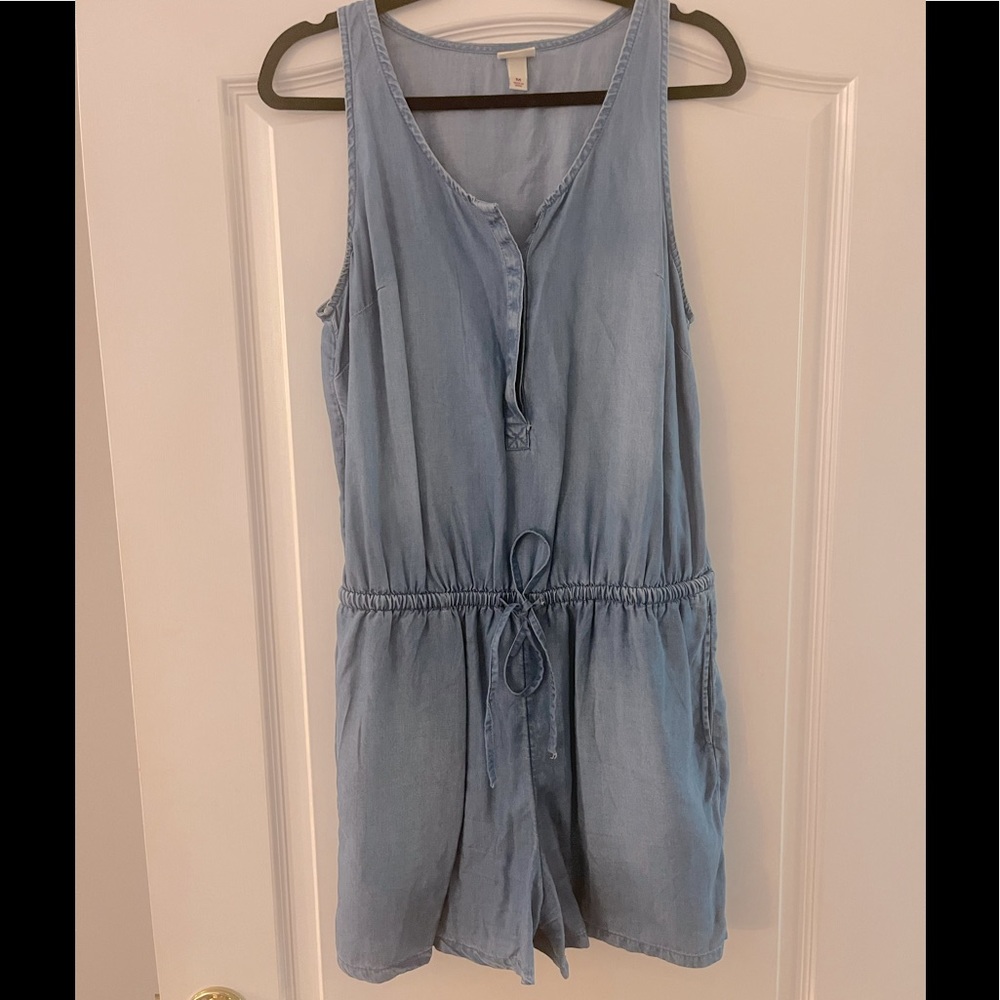 Denim Romper with Pockets For Sale